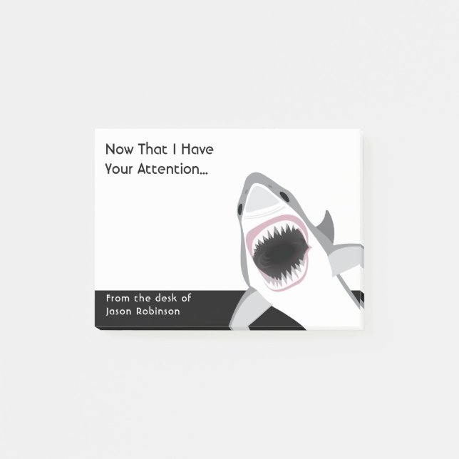 Funny Shark Attack Aufmerksamkeit Erhalten von Mem Post-it Klebezettel (Vorderseite)