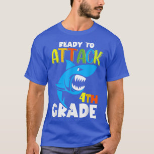 Funny Shark bereit für Angriff 4. Klasse ersten Ta T-Shirt