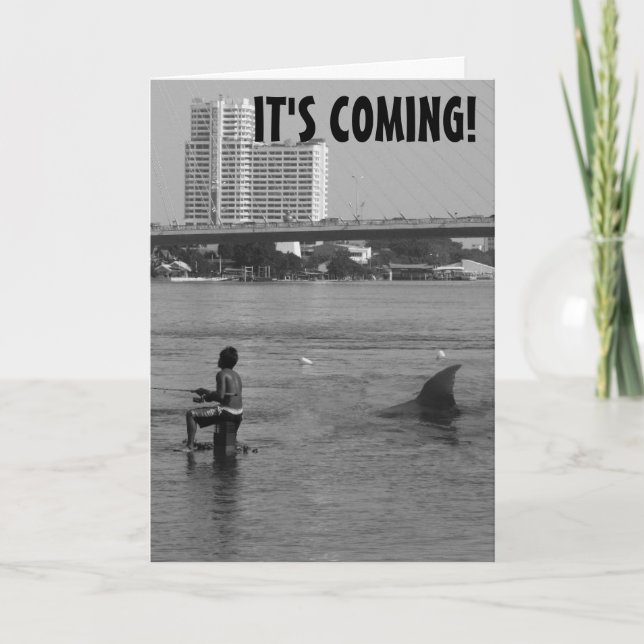 FUNNY SHARK BIRTHDAY GREETING CARD KARTE (Vorderseite)