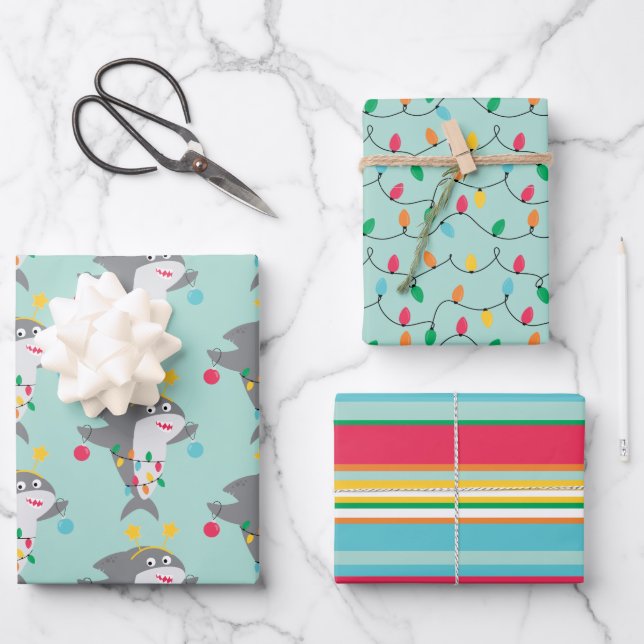 Funny Shark Christmas Geschenkpapier Set (Vorderseite)