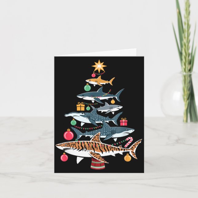 Funny Shark Christmas Tree  Karte (Vorderseite)