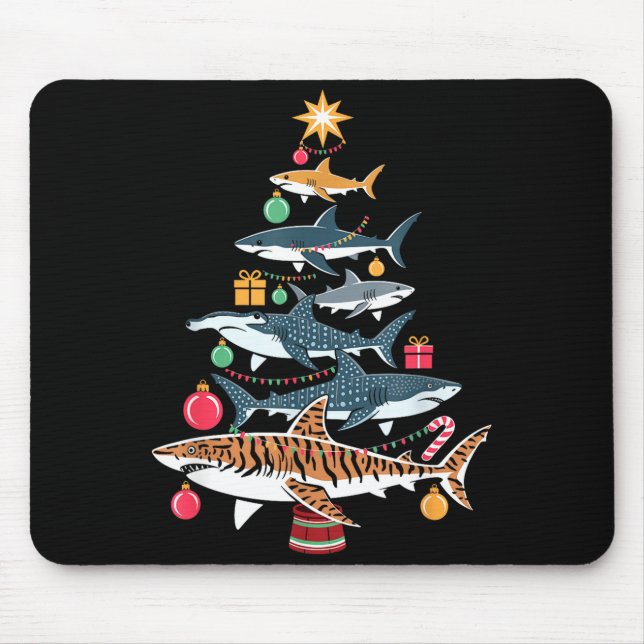 Funny Shark Christmas Tree  Mousepad (Vorne)