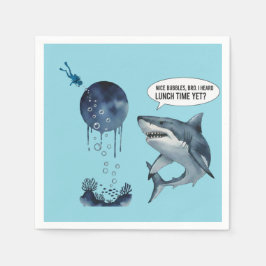 Funny shark diver lunch time nice bubbles bro serviette