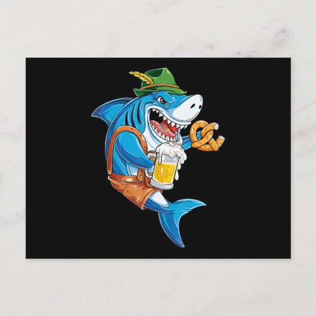 Funny Shark Drink Beer - Crazy Shark Geschenke Ankündigungspostkarte (Vorderseite)
