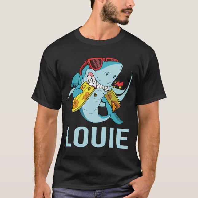 Funny Shark - Louie Name T-Shirt (Vorderseite)