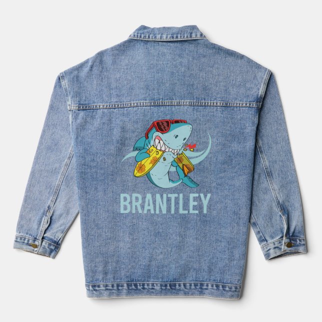 Funny Shark - Name Brantley Jeansjacke (Rückseite)