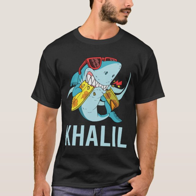 Funny Shark - Name Khalil T-Shirt (Vorderseite)