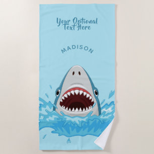 Funny Shark nom personnalisé serviette de plage
