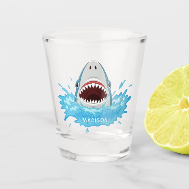Funny Shark, photo de nom personnalisé en verre (Devant)