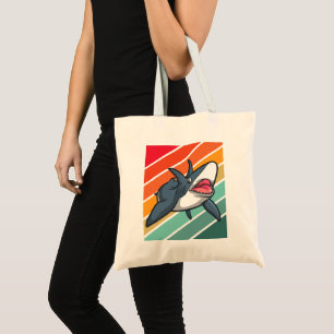 Funny Shark Retro Sunset Vacation Tote Beutel Tragetasche