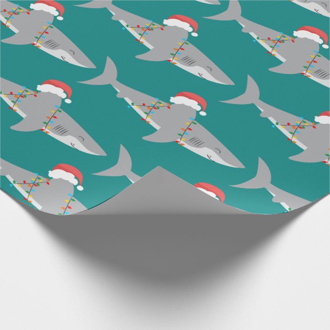 Funny Shark Weihnachtswrapping Paper Geschenkpapier (Ecke)