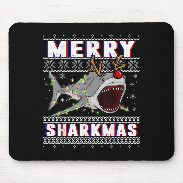 Funny Sharkmas Hai Ugly Weihnachtssüßer Mousepad (Vorne)