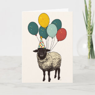 Funny Sheep Birthday Card - Niedliches Lamm mit Ba Karte