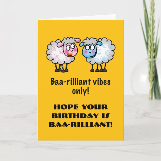 Funny Sheep Birthday Pun Card - Baa rilliant Dankeskarte (Vorderseite)