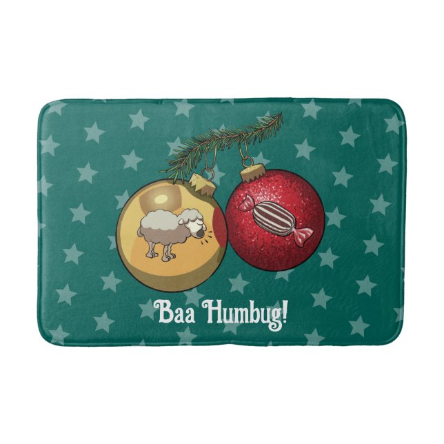 Funny Sheep Christmas Candy Baa Humbug Cartoon Badematte (Vorderseite)