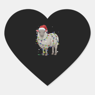 Funny Sheep Christmas Santa Claus Gift Herz-Aufkleber