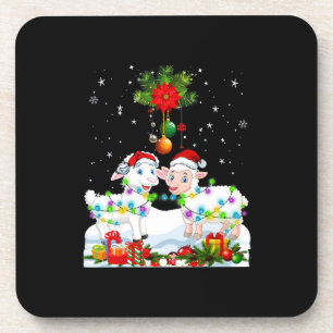 Funny Sheep Christmas Tree Xmas Animal Gift Getränkeuntersetzer