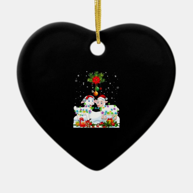 Funny Sheep Christmas Tree Xmas Animal Gift Keramik Ornament (Vorne)