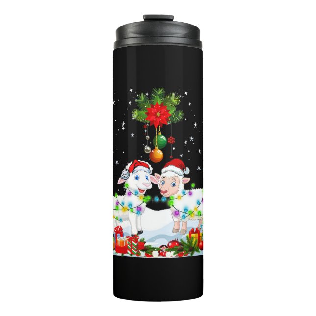 Funny Sheep Christmas Tree Xmas Animal Gift Thermosbecher (Vorderseite)