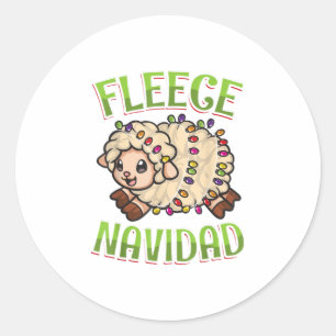 Funny Sheep Fleece Navidad Weihnachten Runder Aufkleber