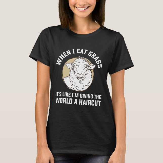 Funny Sheep Haircut Design for Bauern and Sheep L T-Shirt (Vorderseite)
