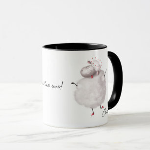 Funny Sheep I Liebe Ewe Herz Personalisierter Name Tasse