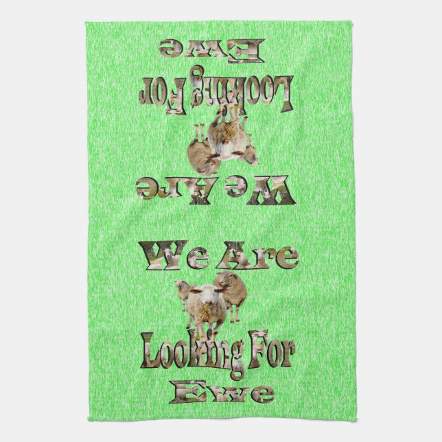 Funny Sheep sucht Ewe, Geschirrtuch (Vertikal)