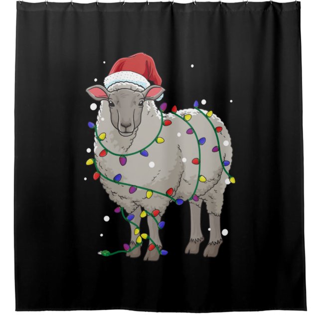 Funny Sheep Weihnachten | Geschenk des Weihnachtsm Duschvorhang (Vorderseite)