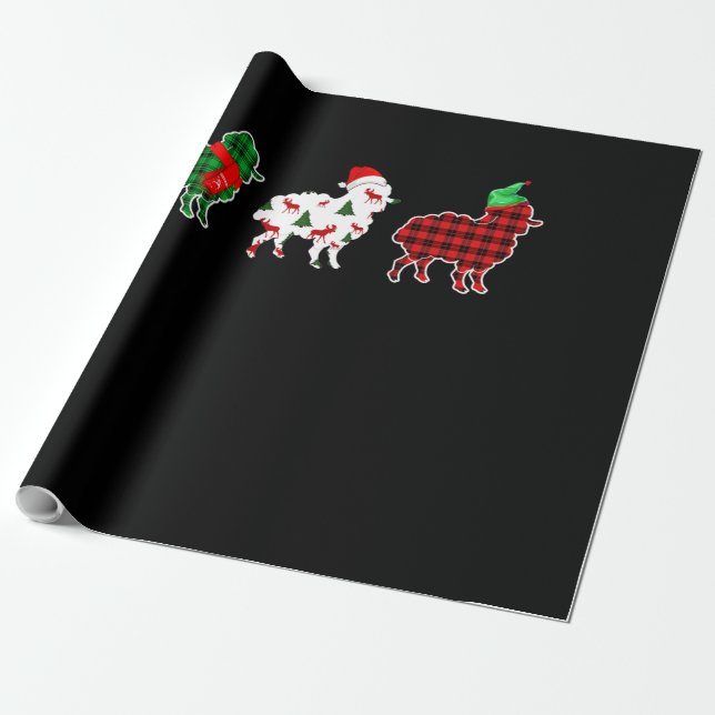 Funny Sheep Xmas Red Pläd Gift Geschenkpapier (Ungerollt)