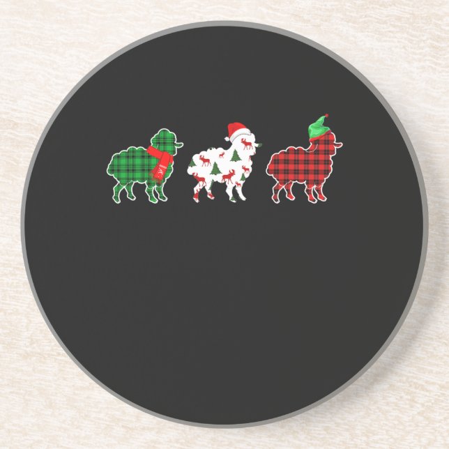 Funny Sheep Xmas Red Pläd Gift Getränkeuntersetzer (Vorne)