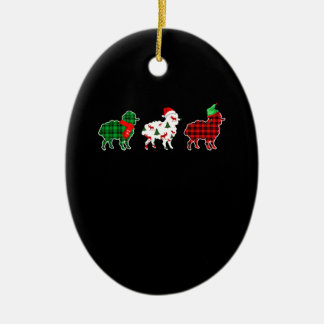 Funny Sheep Xmas Red Pläd Gift Keramik Ornament