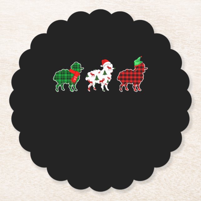 Funny Sheep Xmas Red Pläd Gift Untersetzer (Vorderseite)