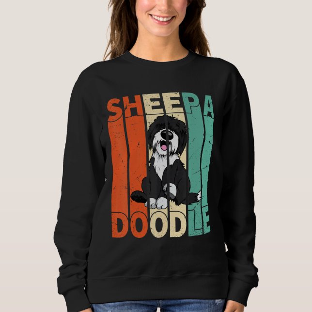 Funny Sheepadoodle Black Poodle Retro Doodle Sweatshirt (Vorderseite)