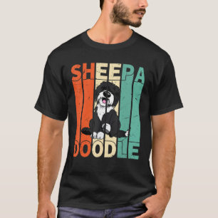 Funny Sheepadoodle Black Poodle Retro Doodle T-Shirt