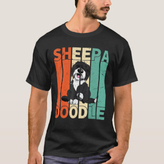 Funny Sheepadoodle Black Poodle Retro Doodle T-Shirt