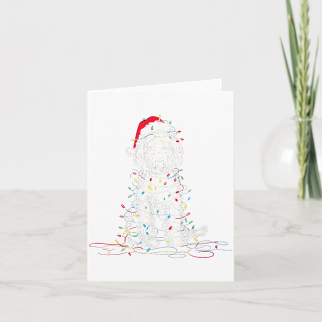 Funny Sheepadoodle Christmas Graphics Dog Lights L Karte (Vorderseite)