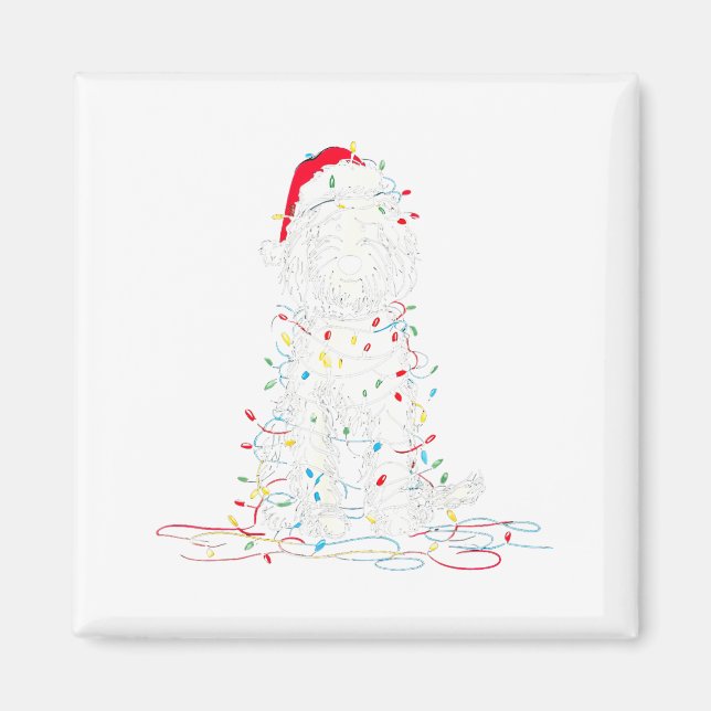 Funny Sheepadoodle Christmas Graphics Dog Lights L Magnet (Vorne)