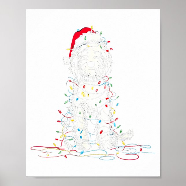 Funny Sheepadoodle Christmas Graphics Dog Lights L Poster (Vorne)