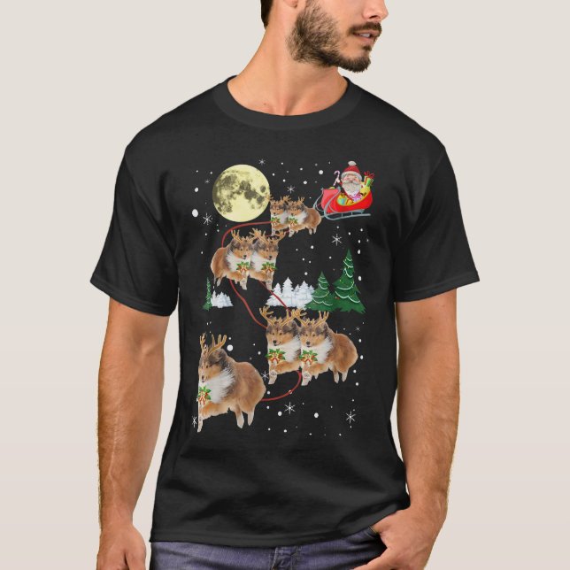 Funny Sheltie Weihnachten T - Shirt Xmas Pajama Ge (Vorderseite)