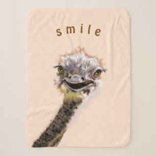 Funny Sherpa Blanket mit Happy Ostrich - Lächeln Sherpadecke