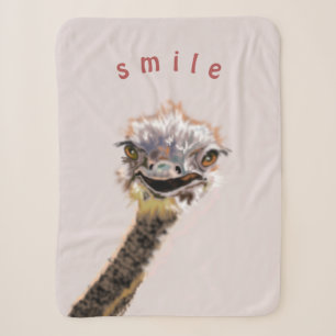 Funny Sherpa Blanket mit spielerischem Happy Ostri Sherpadecke