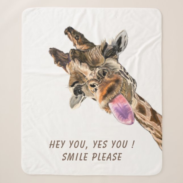 Funny Sherpa Blanket mit spielerischer Giraffe - L Sherpadecke (Vorderseite)