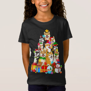Funny Shiba Inu Christmas Tree Lights Welpe Dog Lo T-Shirt