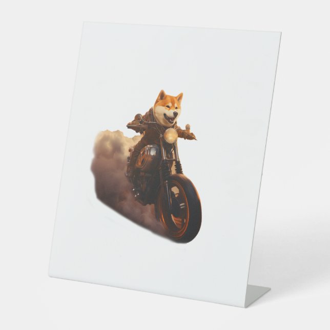 Funny , Shiba Inu, Motorrad, Hund, Puppe, Männer, Sockelschild (Vorderseite)