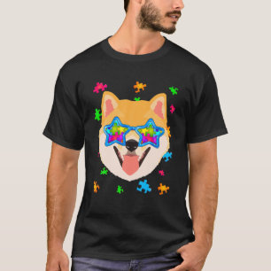 Funny Shiba Inu Puzzle Autismus Bewusstsein Hund L T-Shirt