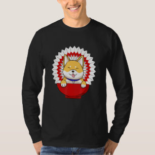 Funny Shiba Inu Uni Dog Red Bowl Tongue Out Niedli T-Shirt
