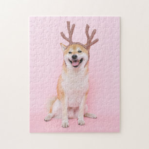 Funny Shiba Inu Wearing Christmas Deer Anzug