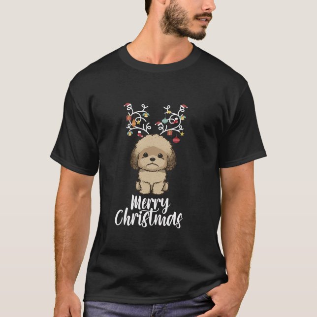 Funny Shih Poo Dog Lover Reindeer Matching Christm T-Shirt (Vorderseite)
