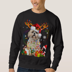 Funny Shih Tzu Christmas Reindeer Weihnachtslicht Sweatshirt
