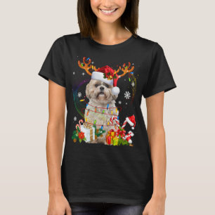 Funny Shih Tzu Christmas Reindeer Weihnachtslicht T-Shirt